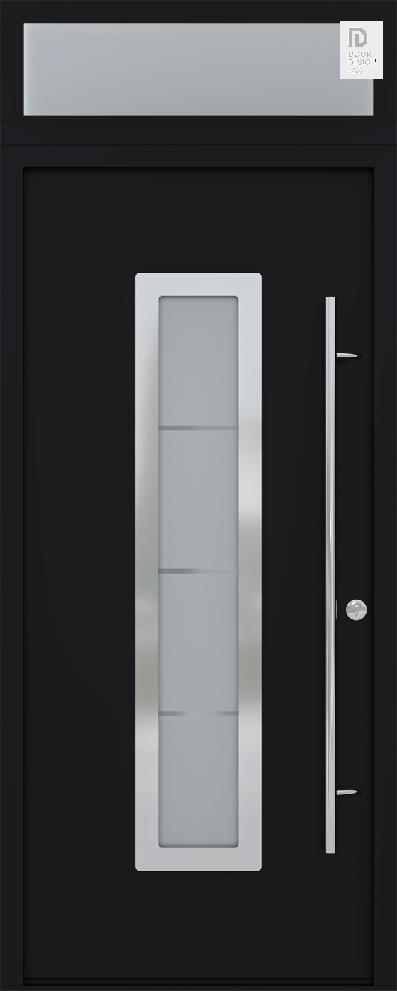 MODERN FRONT STEEL DOOR WITH TRANSOM ARGOS BLACK/WHITE 37 7/16" X 95 11
