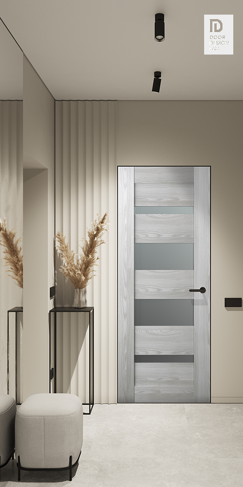 Modern interior door Avon 07-01 Vetro Ribeira Ash Frameless for $319.00 | Door Design Lab