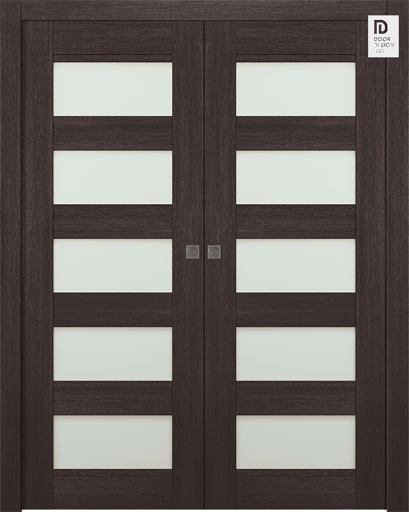 Modern interior door Avon 0707 Vetro Veralinga Oak Double pocket doors