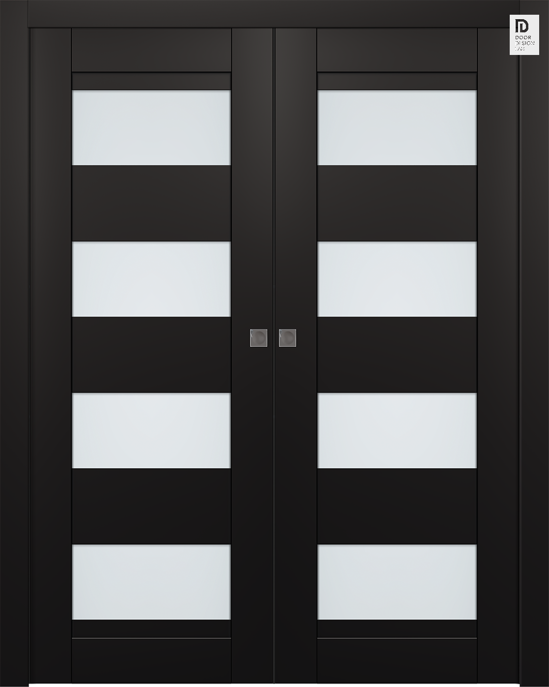 Modern interior door Della Vetro Black Matte Double pocket doors for $738.00 | Door Design Lab
