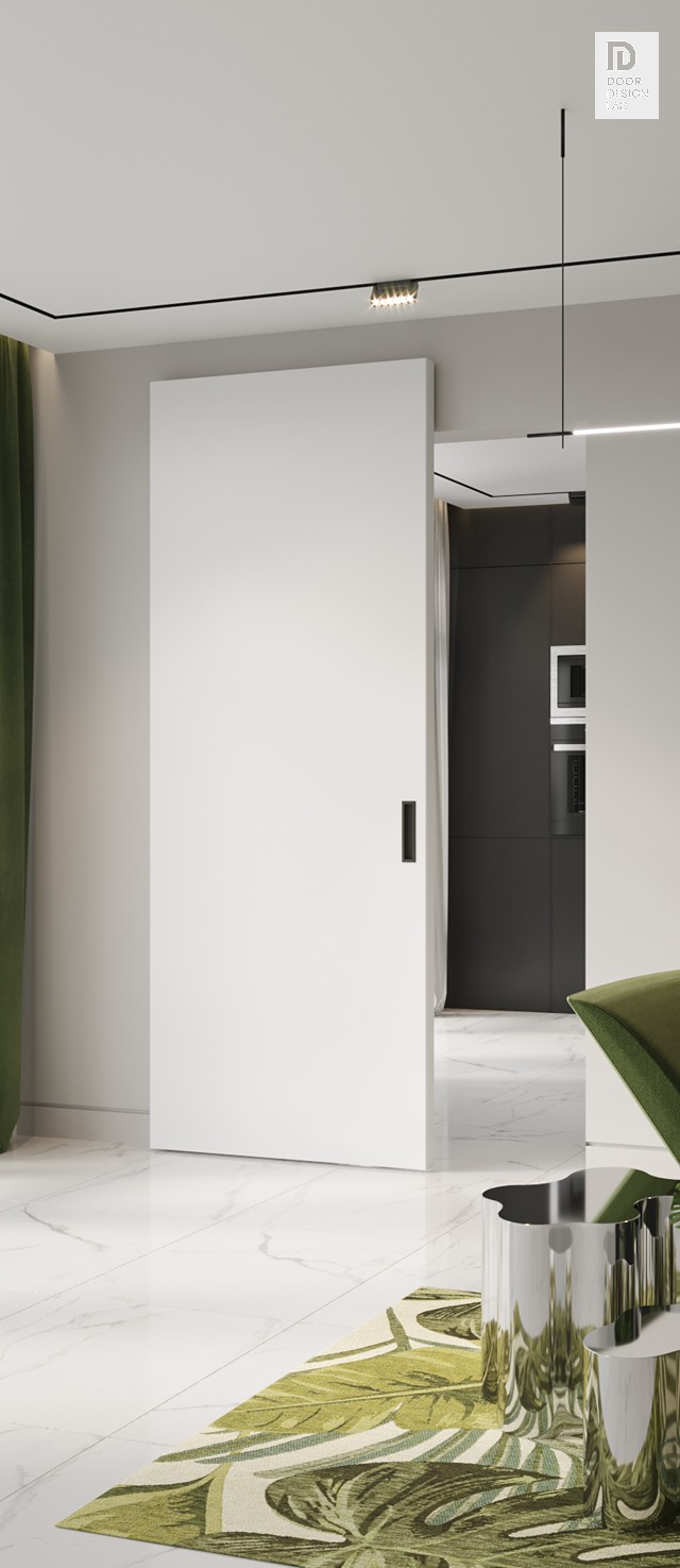 Smart Pro Flat Polar White Modern Interior Hidden Barn Door for Starting at  $339.00 | Door Design Lab, image size:640x1475