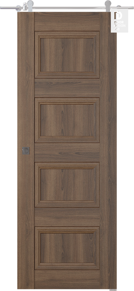 Modern interior door Oxford Duo 07 3R Pecan Nutwood Barn doors for $456.00 | Door Design Lab
