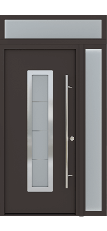 MODERN FRONT STEEL DOOR ARGOS BROWN/WHITE 49 1/4" X 95 11/16" RHI + SIDELITE RIGHT/TRANSOM