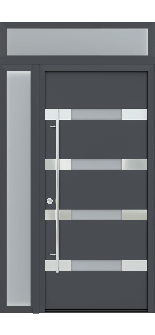 MODERN FRONT STEEL DOOR AURA ANTRACIT/WHITE 49 1/4" X 95 11/16" RHI + SIDELITE LEFT/TRANSOM