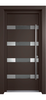 MODERN FRONT STEEL DOOR AURA BROWN/WHITE 37 7/16" X 81 11/16" LHI + HARDWARE