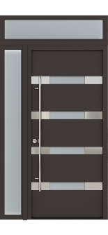 MODERN FRONT STEEL DOOR AURA BROWN/WHITE 49 1/4" X 95 11/16" RHI + SIDELITE RIGHT/TRANSOM