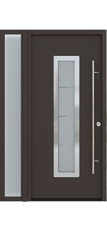 MODERN FRONT STEEL DOOR ARGOS BROWN/WHITE 49 1/4" X 81 11/16" LHI + SIDELITE LEFT