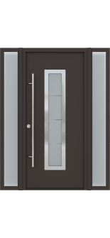 MODERN FRONT STEEL DOOR ARGOS BROWN/WHITE 61 1/16" X 81 11/16" RHI + SIDELITE LEFT/RIGHT