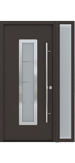 MODERN FRONT STEEL DOOR ARGOS BROWN/WHITE 49 1/4" X 81 11/16" LHI + SIDELITE RIGHT