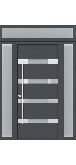 MODERN FRONT STEEL DOOR AURA ANTRACIT/WHITE 61 1/16" X 95 11/16" RHI + SIDELITE LEFT/RIGHT + TRANSOM