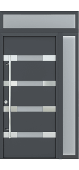 MODERN FRONT STEEL DOOR AURA BLACK/WHITE 49 1/4" X 95 11/16" RHI + SIDEITE RIGHT/TRANSOM