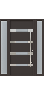 MODERN FRONT STEEL DOOR AURA BROWN/WHITE 61 1/16" X 81 11/16" LHI + SIDELITE LEFT/RIGHT