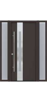 MODERN FRONT STEEL DOOR ZEPHYR BROWN/WHITE 61 1/16" X 81 11/16" RHI + SIDELITE LEFT/RIGHT