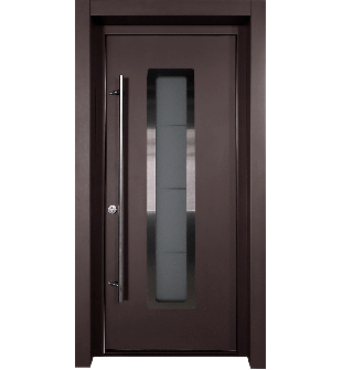 MODERN FRONT STEEL DOOR ARGOS BROWN/WHITE 37 7/16" X 81 11/16" RHI + HARDWARE