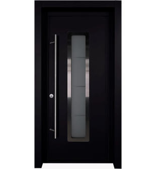 MODERN FRONT STEEL DOOR ARGOS BLACK/WHITE 37 7/16" X 81 11/16" RHI + HARDWARE