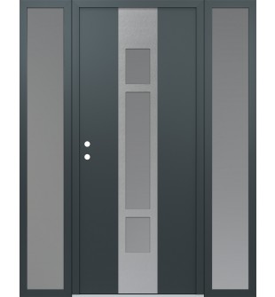 DIAMOND A9 60" X 80" ANTHRACITE/ANTHRACITE FROSTED GLASS PANEL STAINLESS STEEL RHI WITH 2 SIDELITES FROSTED GLASS