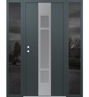 DIAMOND A9 60" X 80" ANTHRACITE/ANTHRACITE FROSTED GLASS PANEL STAINLESS STEEL RHI WITH 2 SIDELITES MIRRORED GLASS