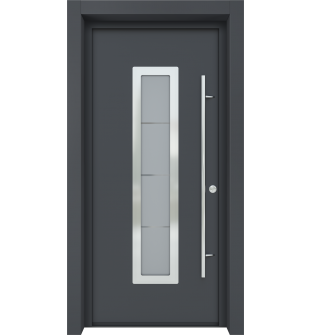 MODERN GRAY FRONT STEEL DOOR ARGOS (ANTRACIT) 37 7/16" X 81 11/16" LEFT HAND INSWING + HARDWARE