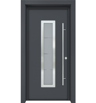 MODERN FRONT STEEL DOOR ARGOS ANTRACIT/WHITE 37 7/16" X 81 11/16" LHI + HARDWARE