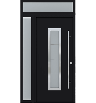 MODERN FRONT STEEL DOOR ARGOS BLACK/WHITE 49 1/4" X 95 11/16" LHI + SIDELITE LEFT/TRANSOM