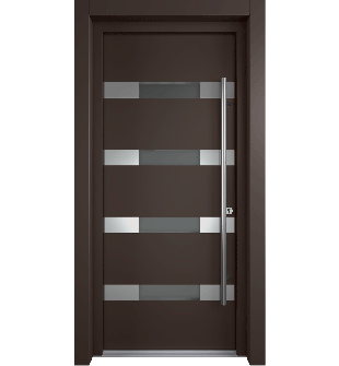 MODERN FRONT STEEL DOOR AURA BROWN/WHITE 37 7/16" X 81 11/16" LHI + HARDWARE