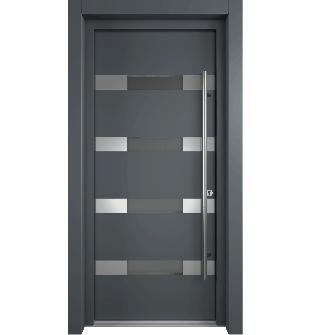 MODERN FRONT STEEL DOOR AURA ANTRACIT/WHITE 37 7/16" X 81 11/16" LHI + HARDWARE