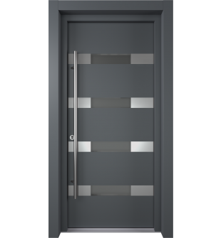 MODERN FRONT STEEL DOOR AURA ANTRACIT/WHITE 37 7/16" X 81 11/16" RHI + HARDWARE