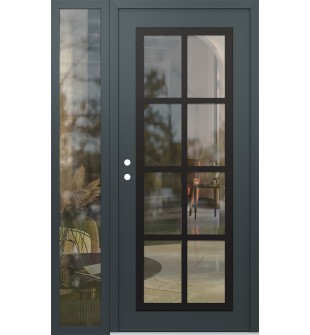 Diamond C16 48" x 80" anthracite/anthracite clear Glass Panel black RHI with Sidelite clear Glass