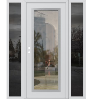 Diamond C1 60" x 80" white/white clear Glass Panel stainless steel RHI with 2 Sidelites mirrored Glass