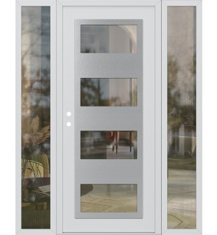 Diamond C2 68" x 80" white/white clear Glass Panel stainless steel RHI with 2 Sidelites clear Glass