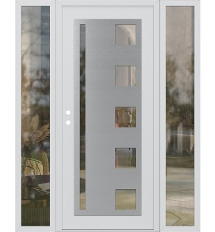 Diamond C3 64" x 80" white/white clear Glass Panel stainless steel RHI with 2 Sidelites clear Glass