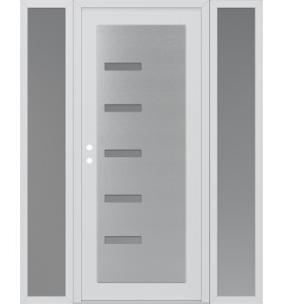 Diamond C8 68" x 80" white/white frosted Glass Panel stainless steel RHI with 2 Sidelites frosted Glass