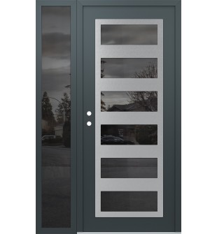Diamond C9 48" x 80" anthracite/anthracite mirrored Glass Panel stainless steel RHI with Sidelite mirrored Glass