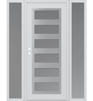 Diamond C9 64" x 80" white/white frosted Glass Panel stainless steel RHI with 2 Sidelites frosted Glass