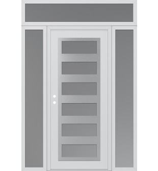 Diamond C9 64" x 96" white/white frosted Glass Panel stainless steel RHI with 2 Sidelites and Transom frosted Glass