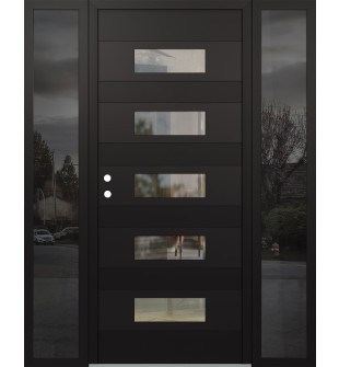 Diamond D5 60" x 80" black/black Clear Glass Panel black RHI with 2 Sidelites Mirrored Glass