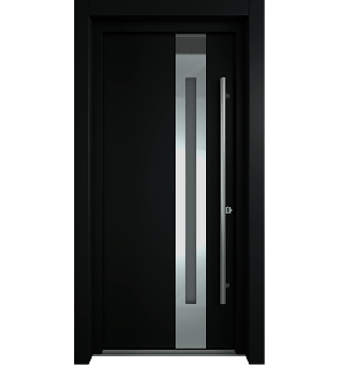 MODERN FRONT STEEL DOOR ZEPHYR BLACK/WHITE 37 7/16" X 81 11/16" LHI + HARDWARE