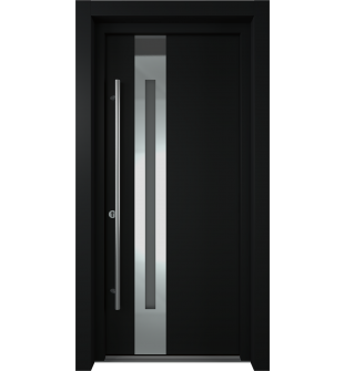 MODERN FRONT STEEL DOOR ZEPHYR BLACK/WHITE 37 7/16" X 81 11/16" RHI + HARDWARE