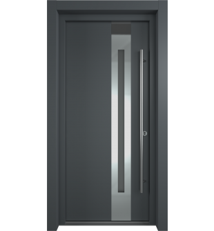 MODERN GRAY FRONT STEEL DOOR ZEPHYR (ANTRACIT) 37 7/16" X 81 11/16" LEFT HAND INSWING + HARDWARE