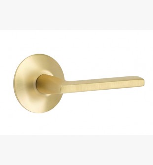 EMTEK HELIOS LEVER WITH MODERN ROSETTE PRIVACY LH SATIN BRASS (US4) 5207