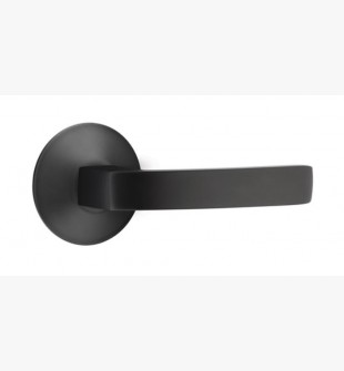 EMTEK BRESLIN LEVER WITH MODERN ROSETTE PASSAGE LH FLAT BLACK (US19) 5107
