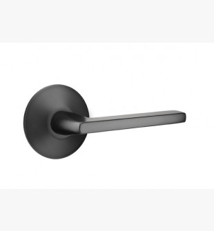 EMTEK HELIOS LEVER WITH MODERN ROSETTE PASSAGE RH FLAT BLACK (US19) 5107