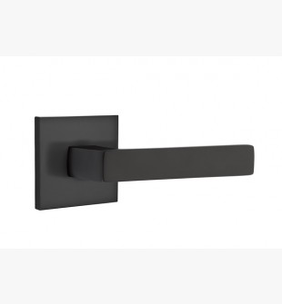 EMTEK DUMONT LEVER WITH MODERN ROSETTE PRIVACY RH FLAT BLACK (US19) 5207