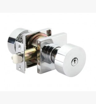 EMTEK ROUND KNOB WITH MODERN RECTANGULAR ROSETTE SINGLE CYLINDER 5123 POLISHED CHROME US26