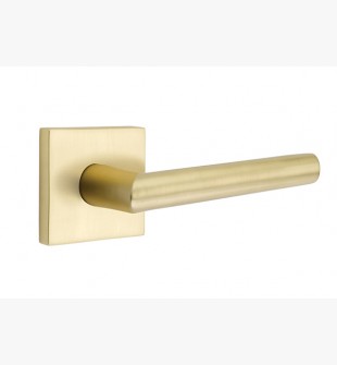 EMTEK STUTTGART LEVER WITH SQUARE ROSETTE PASSAGE LH SATIN BRASS (US4) 5110