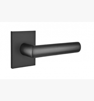 EMTEK STUTTGART LEVER WITH SQUARE ROSETTE PRIVACY LH FLAT BLACK (US19) 5210