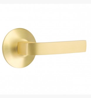 EMTEK BRESLIN LEVER WITH MODERN ROSETTE PRIVACY LH SATIN BRASS (US4) 5207