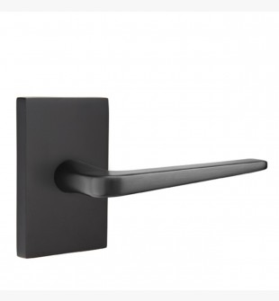 EMTEK ATHENA LEVER WITH MODERN RECTANGULAR ROSETTE DUMMY FLAT BLACK (US19) 5052