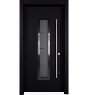 MODERN FRONT STEEL DOOR ARGOS BLACK/WHITE 37 7/16" X 81 11/16" LHI + HARDWARE