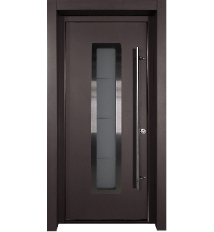 MODERN FRONT STEEL DOOR ARGOS BROWN/WHITE 37 7/16" X 81 11/16" LHI + HARDWARE